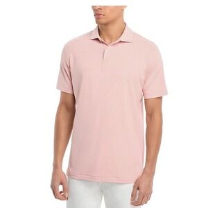 Peter Millar Summer Comfort Pink Striped Collared Golf Polo Shirt Mens Large‎